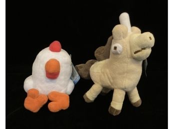NWT Pair Of Crossy Road Plushies, Chicken And Unihorse