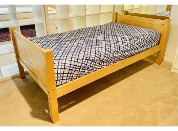 Natural Tone Solid Wood Twin Bed With Mattress 2 Of 2