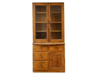 Antique Rustic Natural Finish Pine Wood Cabinet