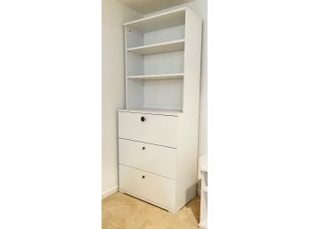 2 Pc White Laminate 3 Drawer Chest With Shelf Top
