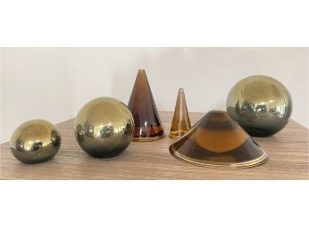 Glass Home Decor Including Spheres And Triangles