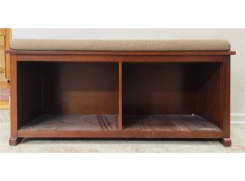 Wood Storage Bench With Cushion & Cubbies 2 Of 2