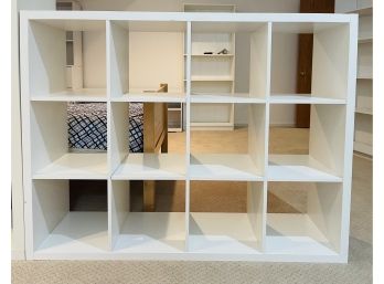 White Laminate Shelf Unit With 12 Sections