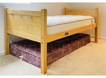 Natural Tone Solid Wood Twin Bed With Mattress And Box Spring 1 Of 2