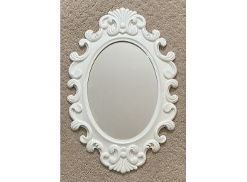 White Ornate Frame Oval Mirror