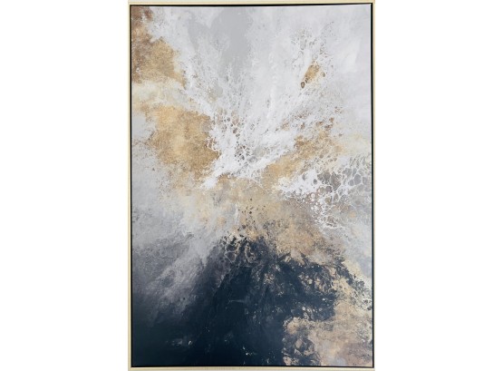 Abstract Oil On Canvas Art With Gold Frame