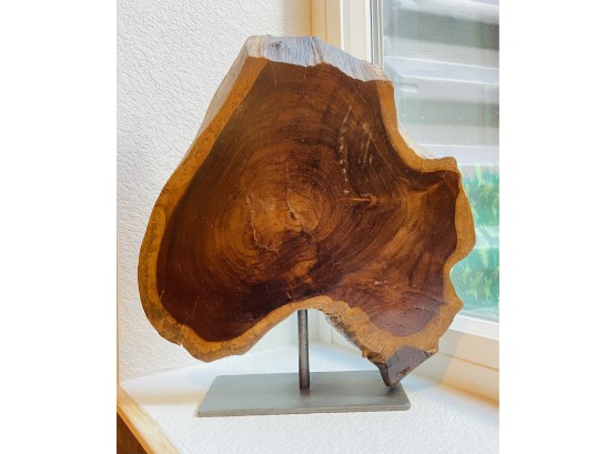 Natural Live Edge Wood Art Decor On Stand
