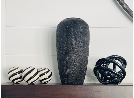 Black Ceramic Vase With Orbs