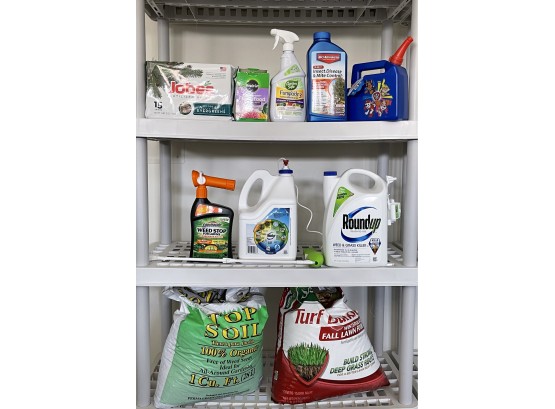 3 Shelves Of Assorted Gardening Products