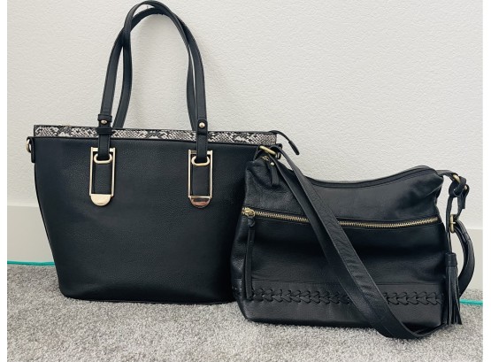 2 Black Ladies Handbags With 1 Leather By Great AmericanLeather Works