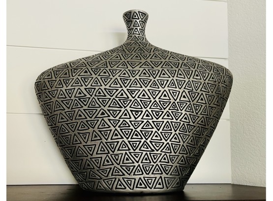 Black & Silver Embossed Vase