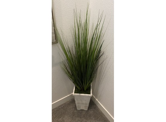Faux Potted Grass In Distressed Finished Planted 2 Of  2