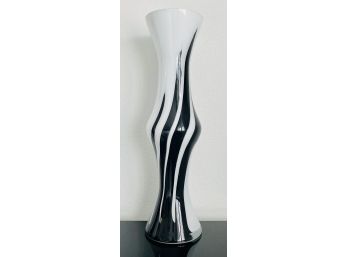 Black & White Blown Glass Art Vase