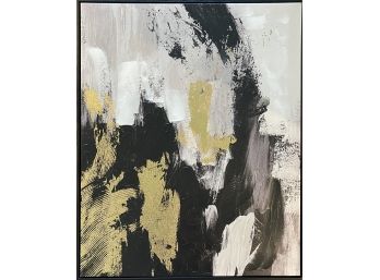 Modern Painting On Canvas Abstract Black White Gold
