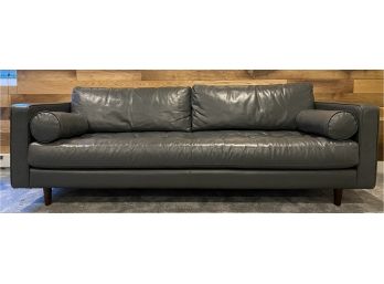 Wonderful Mid Century Modern Gray Leather Sofa With Tufted Seat Sven Model From Article Home Furnishings