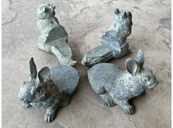 2 Rabbit & 2 Squirrel Potted Plant Holders