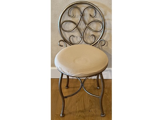 Scroll Circle Vanity Stool W/ Upholstered Seat