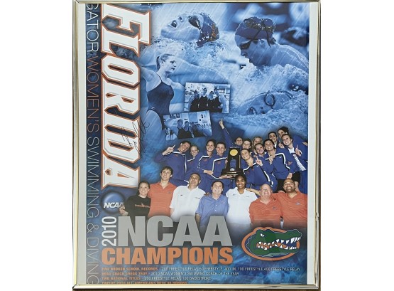 Framed Signed By Ryan Lochte Florida Gator Women's Swiming & Diving 2010 NCAA Champions Poster