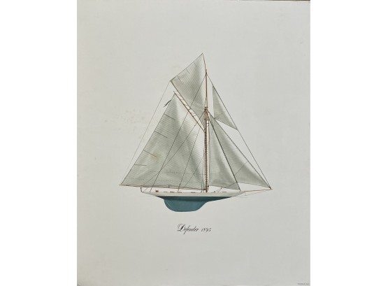 Printed In Italy Defender 1895 Watercolor Sailing Print