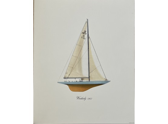 Printed In Italy Weatherly 1962 Watercolor Sailing Print