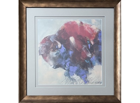 Framed Abstract Multi-color Buffalo Reprint