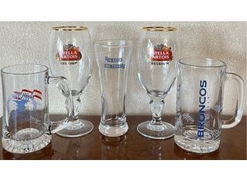 5 Piece Collection Of Beer Glasses Incl. The Ultimate Book Of Beers & Small Jim Beam Shot Glass