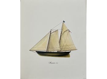 Printed In Italy America 1851 Watercolor Sailing Print