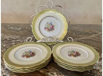 9pc Collection Of Cauldron England China Plates W/ Floral Design