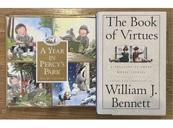 2 Book Lot Incl. A Year In Percy's Park By Nick Butterworth & The Book Of Virtues By William J. Bennett