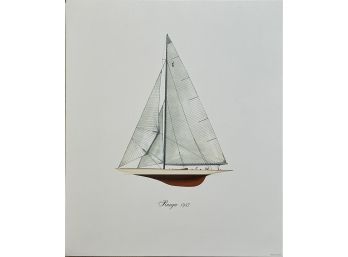 Printed In Italy Ranger 1937 Watercolor Sailing Print