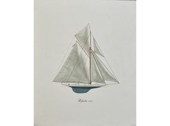 Printed In Italy Defender 1895 Watercolor Sailing Print