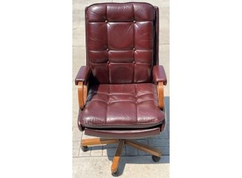 Leather Office Chair W/ Wooden Base