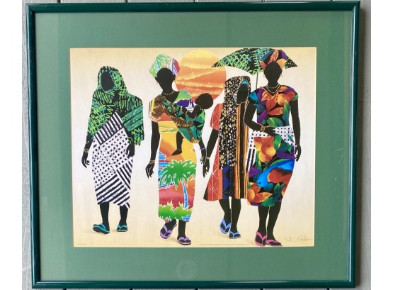 Colorful Batik Print Titled Generations By Keith D Mallet Copyright