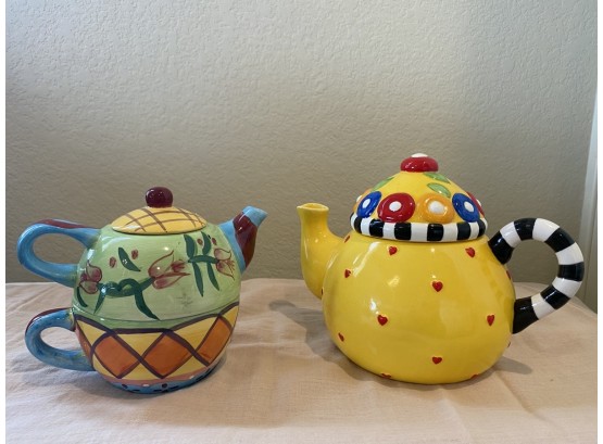 Mary Engelbreit Sakura Lifesaver Teapot With Tri-level Hand Painted Teapot