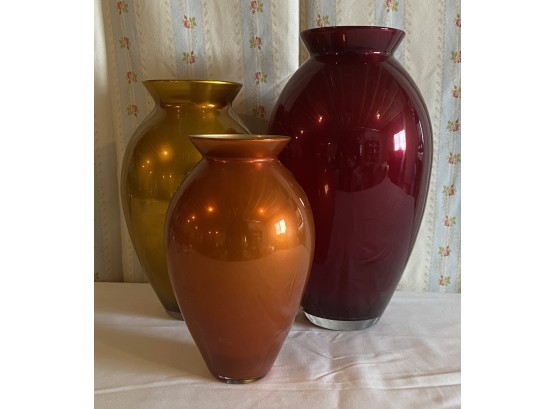 Set Of 3 Crate&barrel Velvet Vases