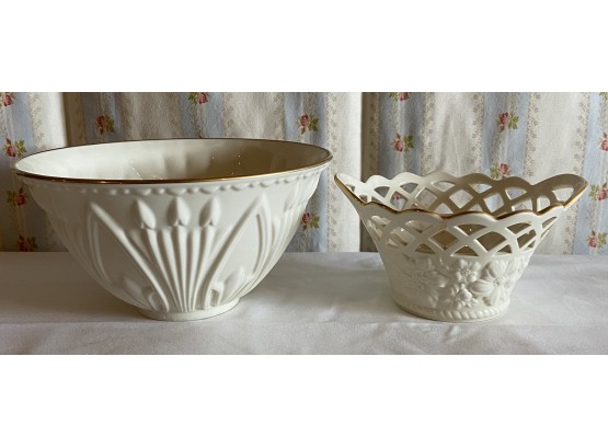 2 Lenox Bowls With Floral Patterns