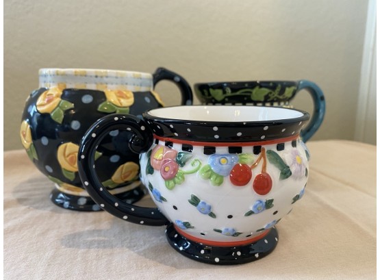 Pair Of Three Vintage Mary Engelbreit Bulb Shaped Tea Mugs