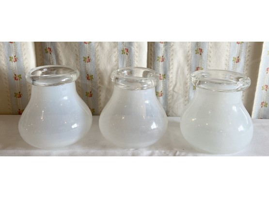 Set Of 3 Frosted Glass Bulb Vases