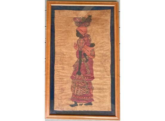 Handmade Bark Cloth Paper With Mother And Child Carrying Fruit To Market