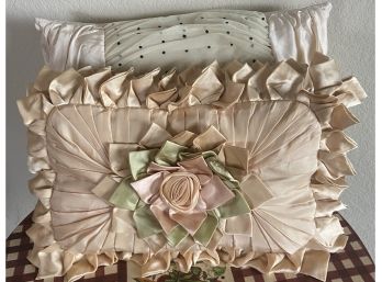 2 Decorative Pillows Including Rose Pattern