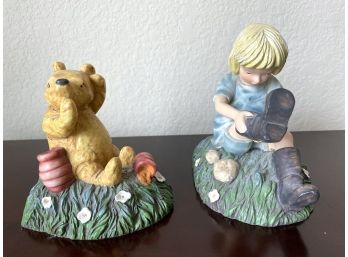 Fabuous Winnie The Pooh And Christopher Robbin Plaster Bookends