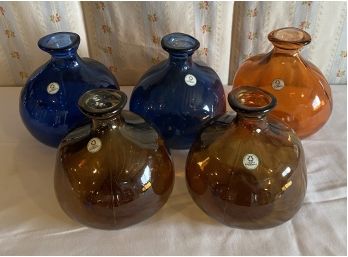 5 Various Colored Vidrios San Miguel Recycled Glass Vases