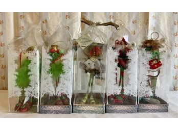 5 Silverstri Decorative Ornaments In Original Plastic Cases