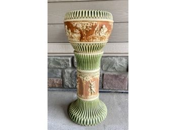 Gorgeous Decorative Plant Pot With Matching Pedestal (as Is)