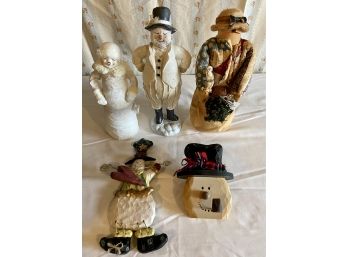 Collection Of 5 Snowmen Decorations