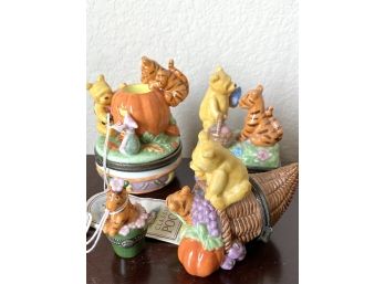 Four Classic Pooh Autumn Themed Trinket Boxes