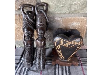 Malawi Carved Totems On Chain With Hand Carved Napkin Holder