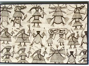 Extra Large Important Handmade & Handpainted Pictorial African Mudcloth