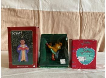 3 Assorted Ornaments In Original Boxes Including Garfield