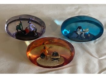 3 Annie Lee Small Figurines Inside Of Resin